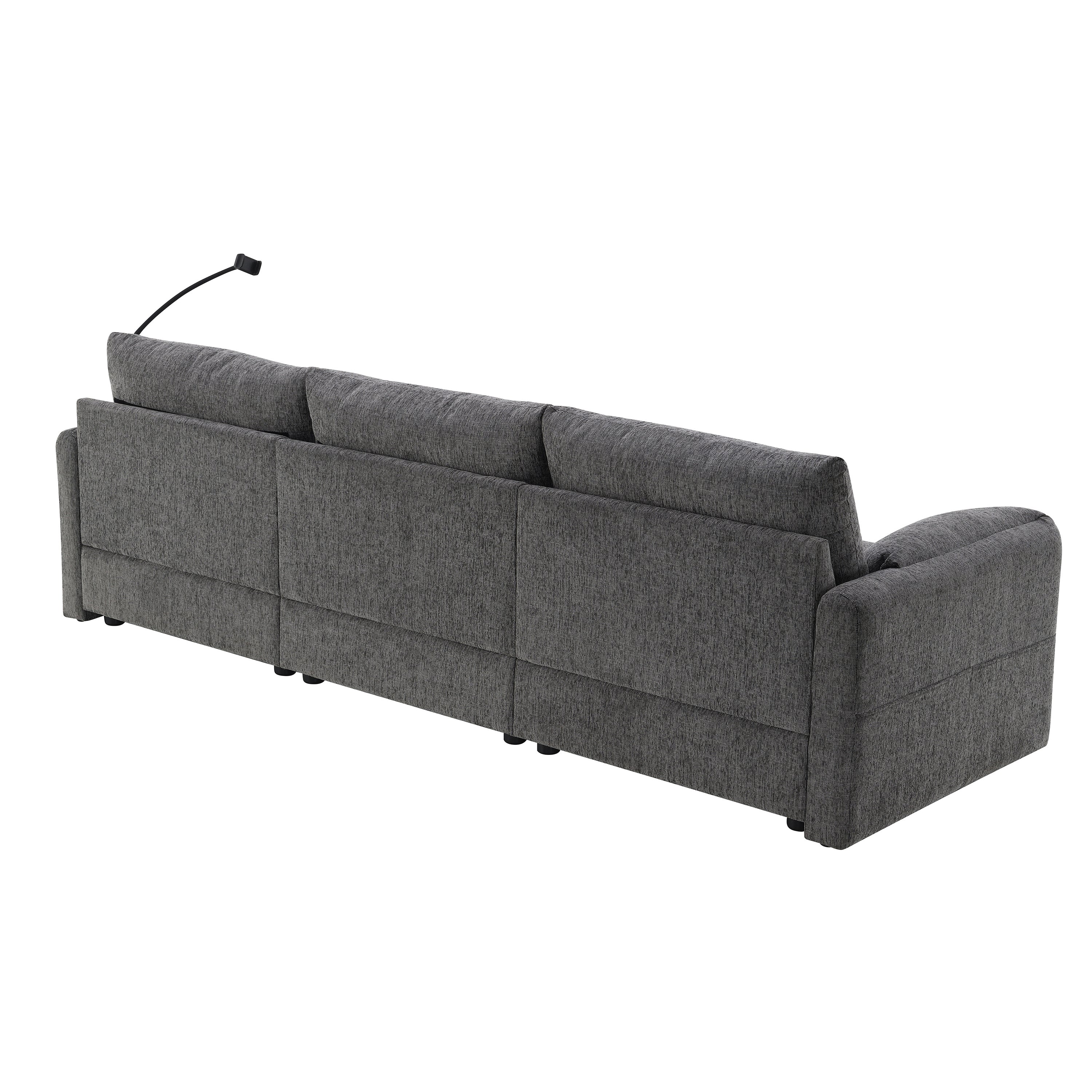 96.5'' Chenille Sectional Sofa with Storage Ottoman and Pockets,Adjustable Phone Holder,Wide Seat,4 Seat L Shaped Couch Set,Comfy Sofa with USB Charger for Living Room,Apartment,3 Colors