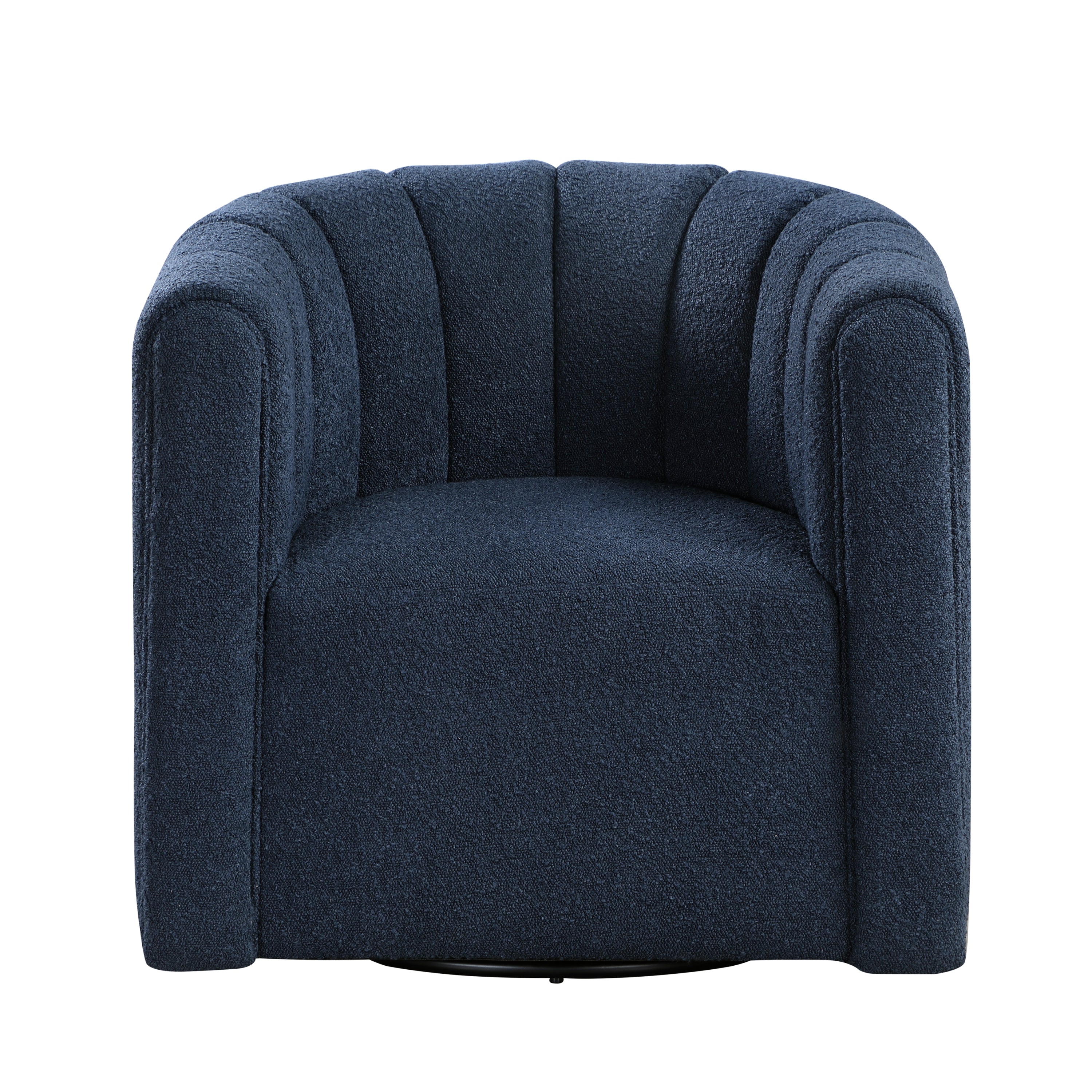 Modern Contemporary Swivel Chair with Ottoman Blue Boucle Fabric Upholstery Solid Wood Living Room Furniture
