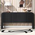 U_STYLE 63-Inch Wave-Pattern Console Table with 4 Doors and Adjustable Shelf,Curved design Sofa Table Behind Couch,Rustic Narrow Entryway Table for Living Room, Foyer and Hallway