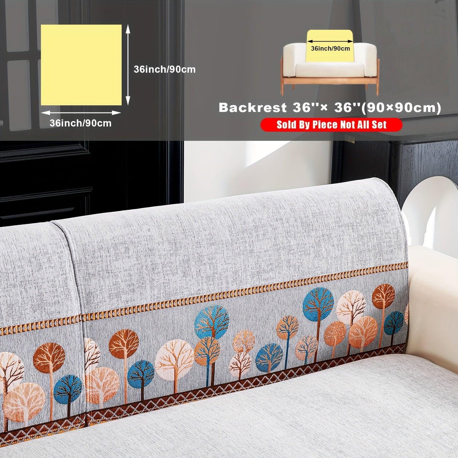 Pet Proof Couch Cover - Boho Chenille Sofa Cover with Tree Embroidery