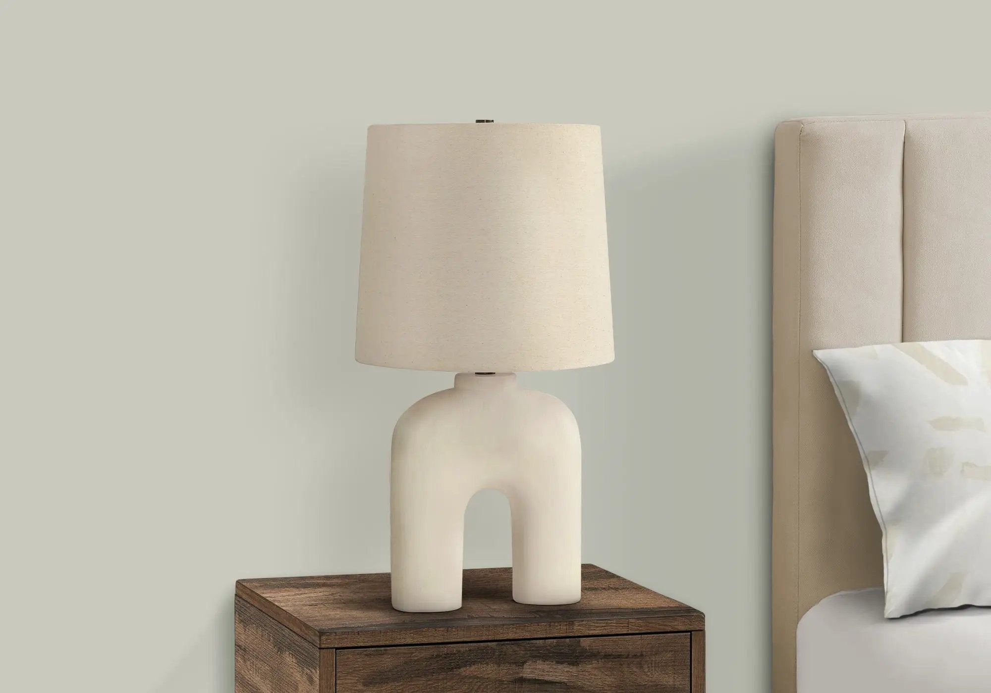 Lighting, 25'h, Table Lamp, Cream Resin, Beige Shade, Modern