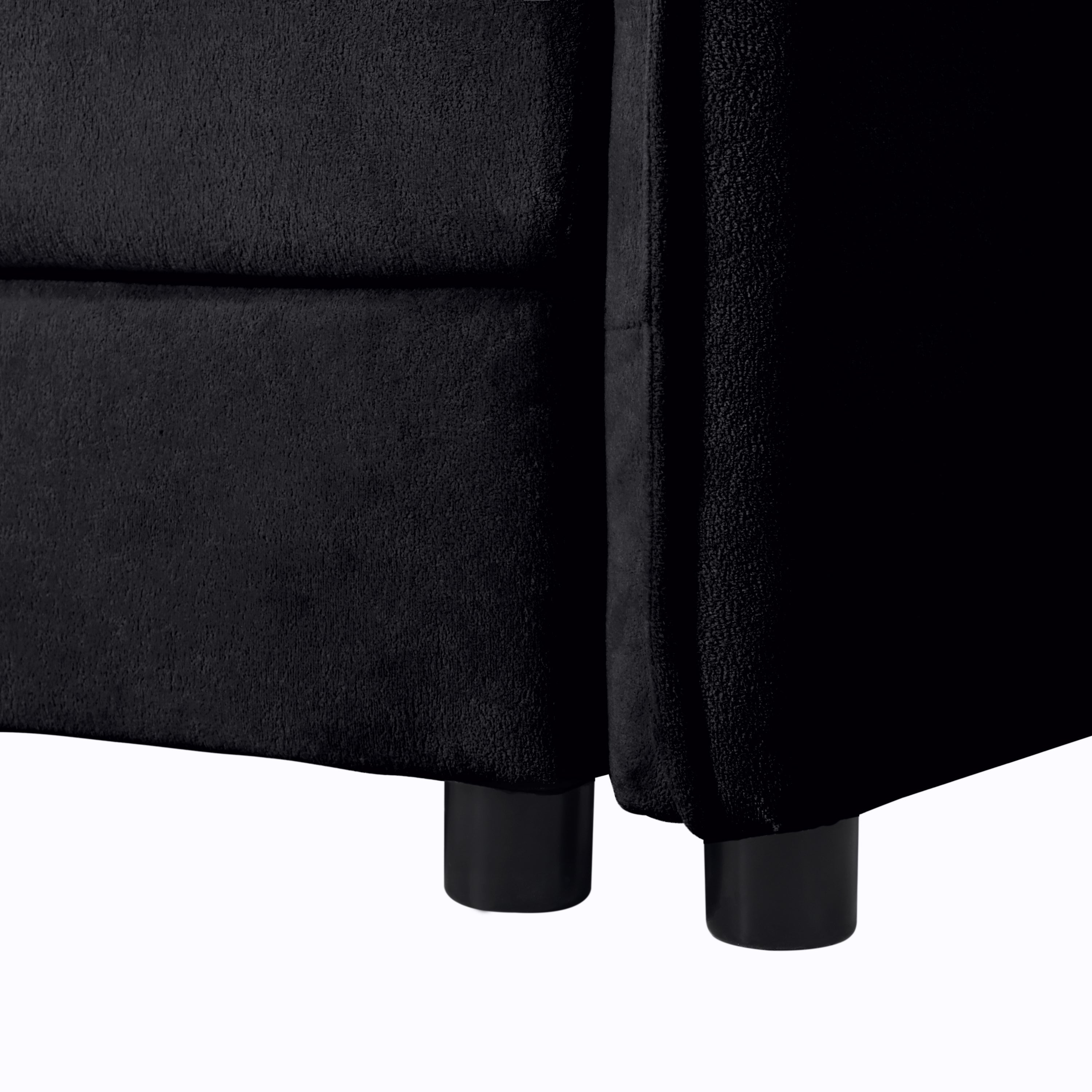 Deep Seat Sectional Cloud Sofa with 2 Ottomans & Soft Pillows, Loveseat Modular Couch for Living Room, Apartment,DIY Combination,Black