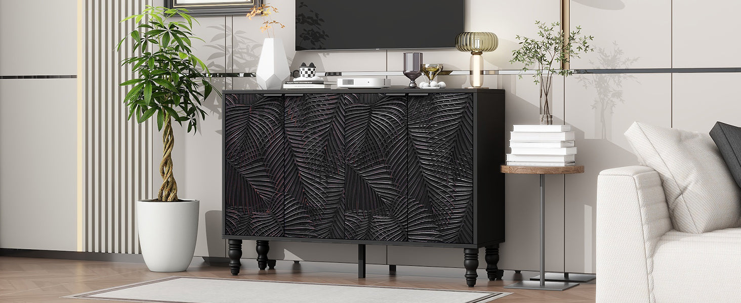 U-Can 47.2'' Modern TV Stand, Entertainment Center Media Console with 2 Spacious Storage Space, Solid Wood Legs and Anti-tip Device For Living room, Up to 43''