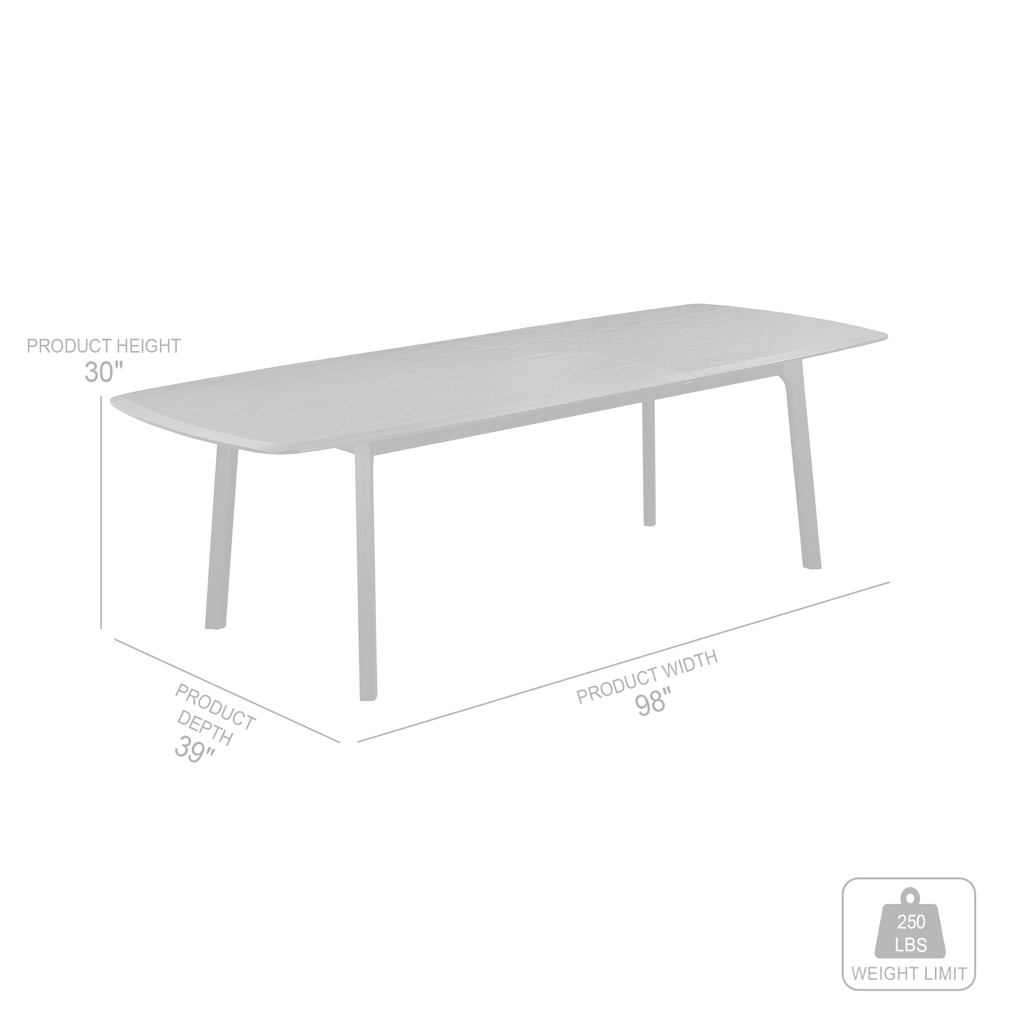 Holland Extendable Rectangle 98' Dining Table in Gray Oak