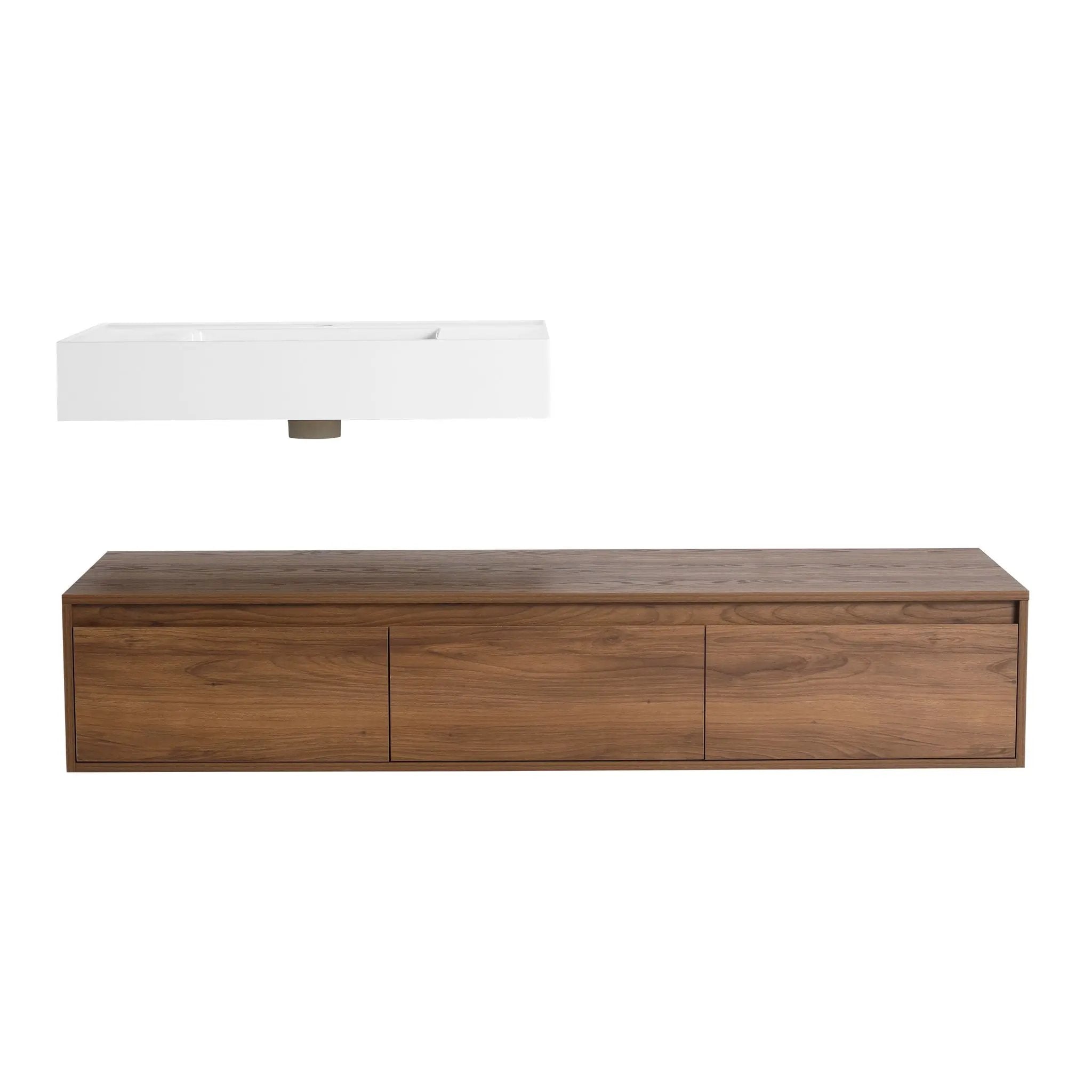 Modern Wall Mounted Bathroom Vanity With Resin Sink And Soft Close Drawer