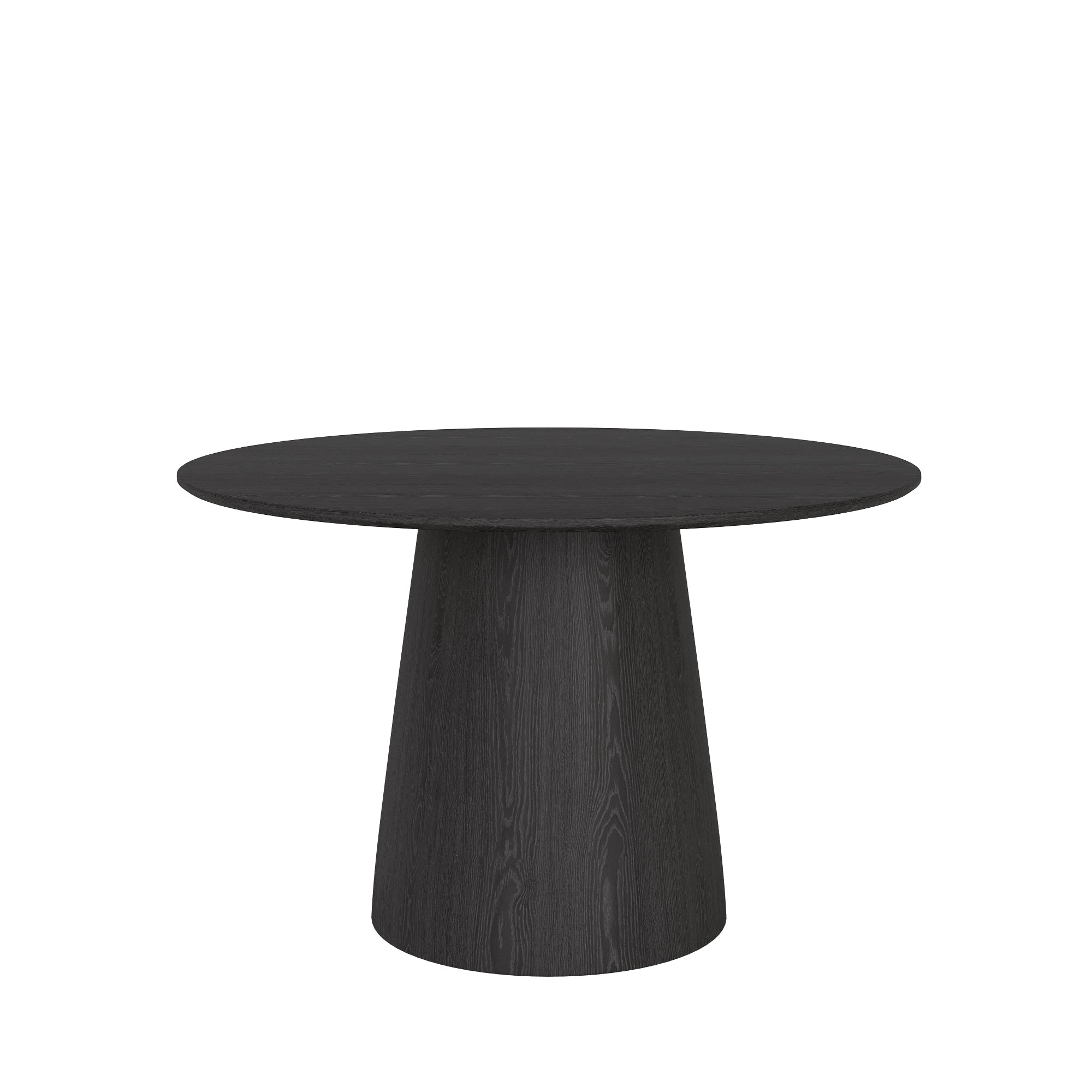 43' Round Black Wood Small Dining Table with Solid Wood Tabletop For 2-4 People