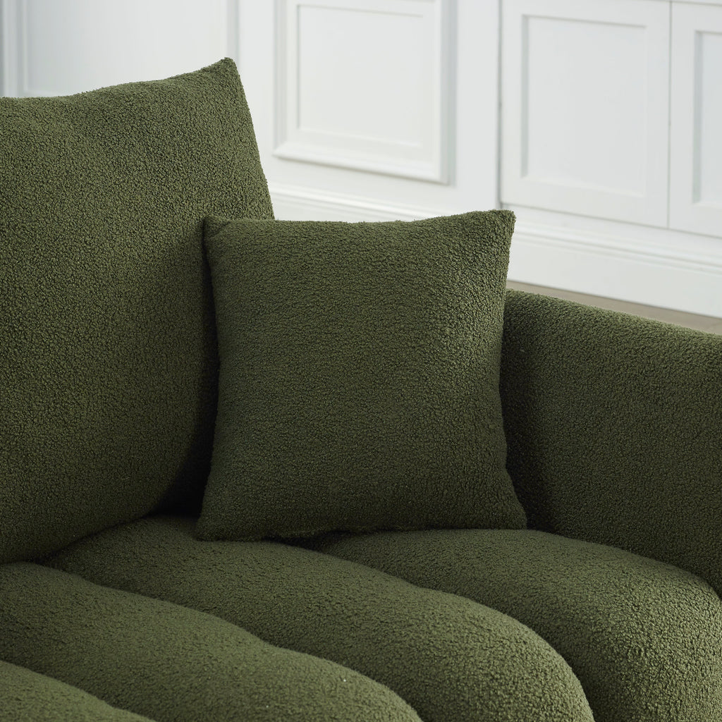 3 Seater + 3 Seater Combo Sofa Modern Living Room Sofa, Teddy Sofa, Wooden Frame, 6 Cushions, Apartment Sofa Furniture