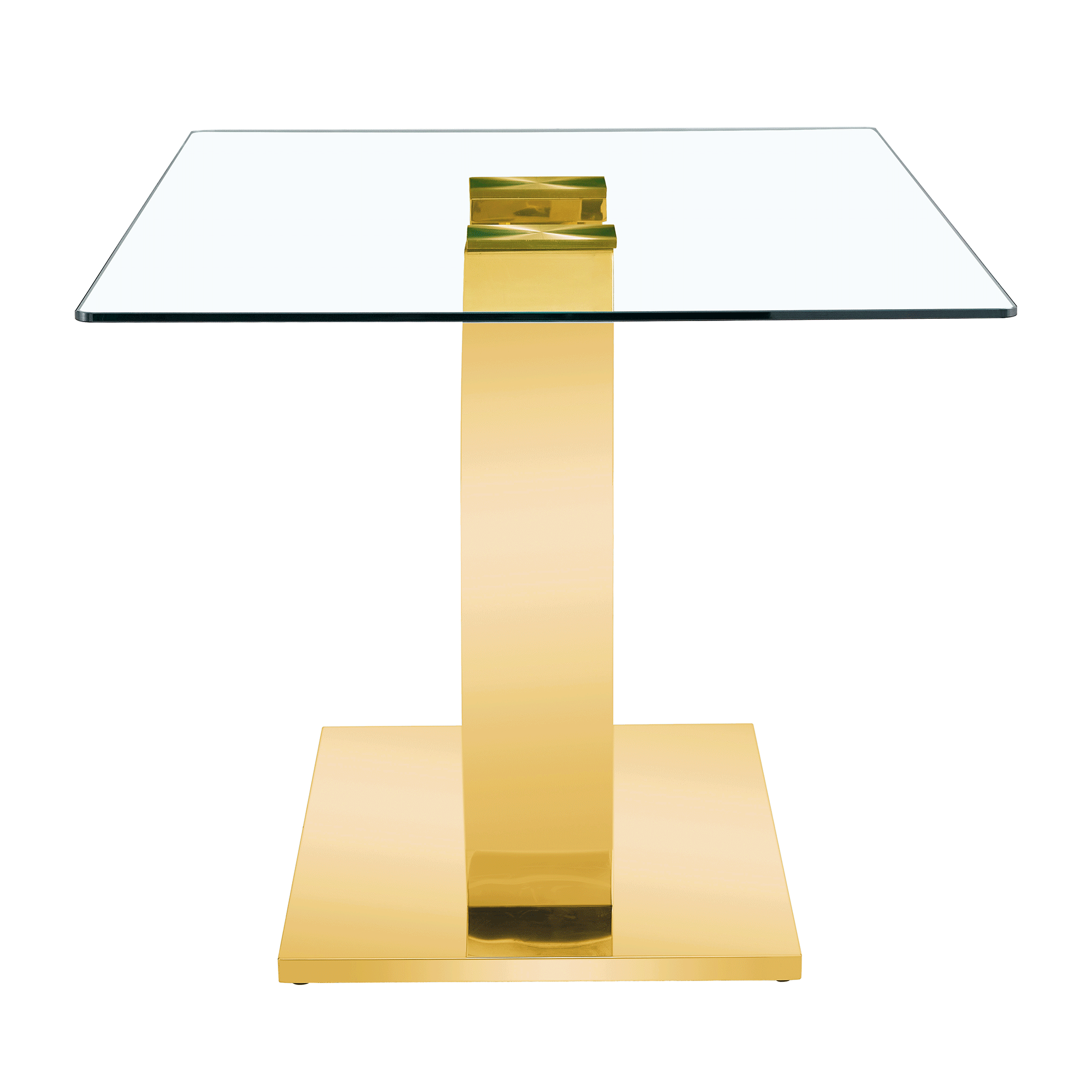 63 x 35.4 x 30-inch Transparent Glass Dining Table - A Perfect Blend of Durability and Elegance.Transparent Tempered Glass Tabletop,Golden stainless steel metal table legs.