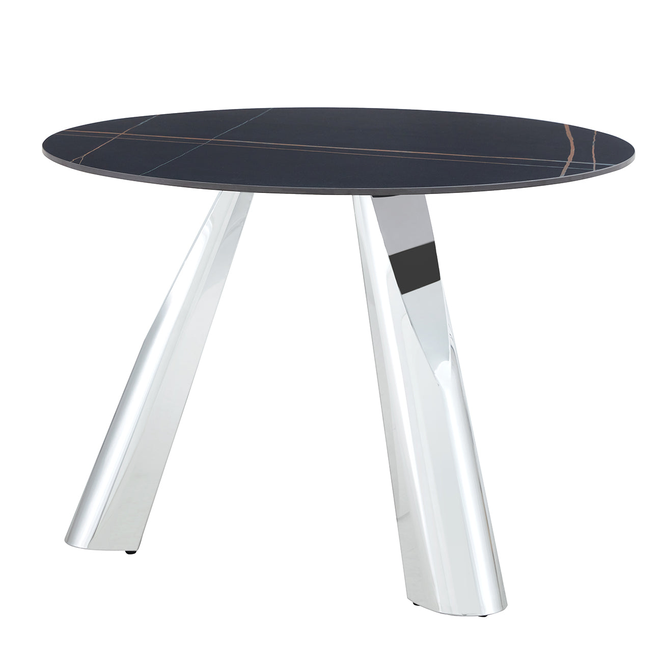 42' Luxury Sintered Stone Table: 0.45' Durable Top + 6' Steel Legs,350lb Capacity, Stain/Heat-Resistant Black Veined Surface - Modern Minimalist DesignW1512S00111