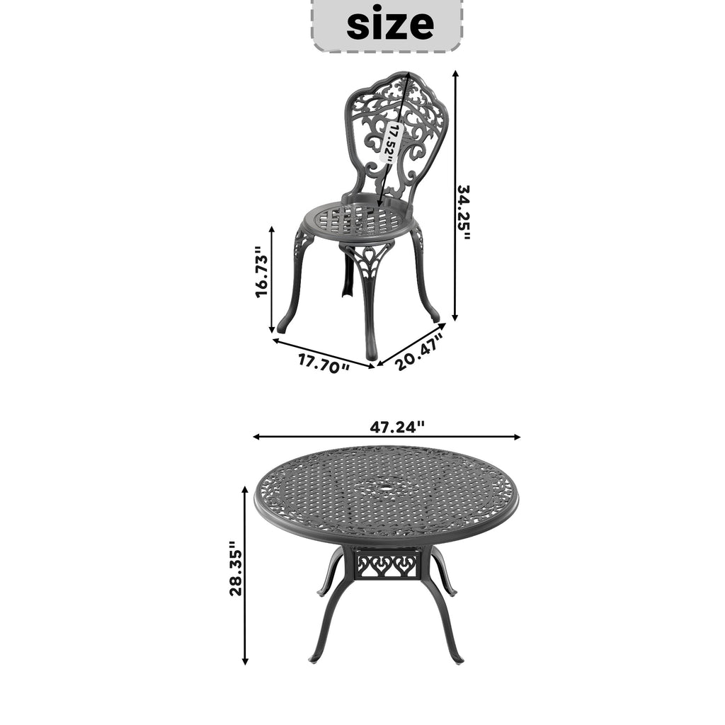 7-Piece Set Of All-Weather Cast Aluminum Dining Furniture Set With Black Frame