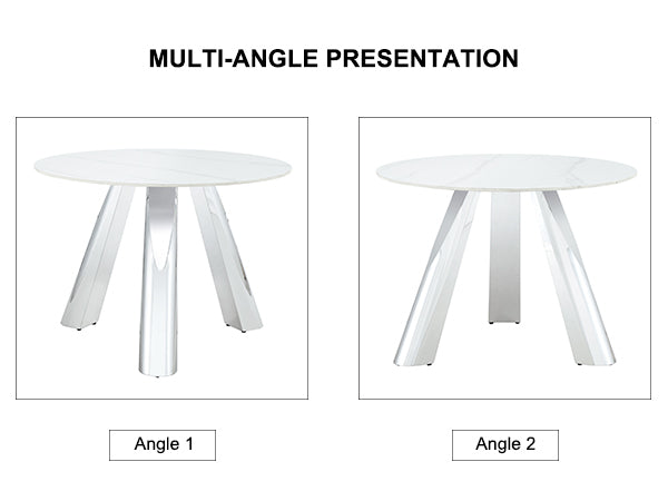 42' Luxury Sintered Stone Table: 0.45' Durable Top + 6' Steel Legs, 350lb Capacity, Stain/Heat-Resistant White/Gray Veined Surface - Modern Minimalist Design