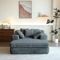 Chaise Lounge Indoor, Upholstered Sofa Bed with Throw Pillows and Armrests, Sleeper Chair- Plush Chair Bed for Living Room, Dark Grey