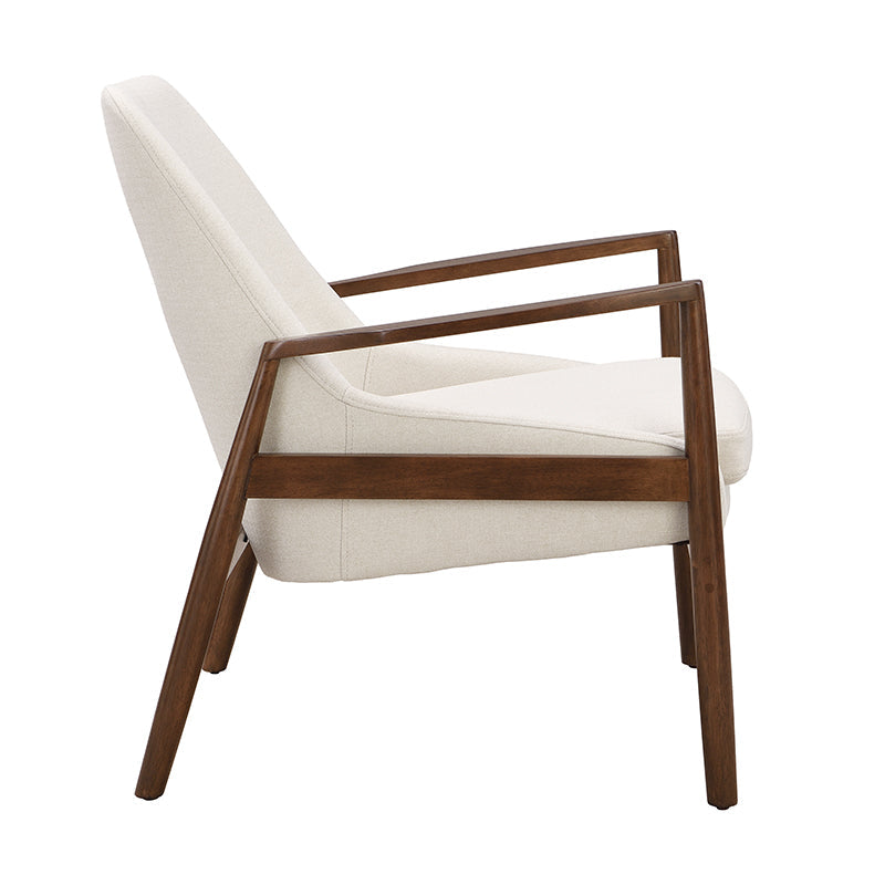 U-Can Accent Chair, Mid-Century Modern Armchair with with Solid Wood Frame, Reading Leisure Chair with High Back for Living Room