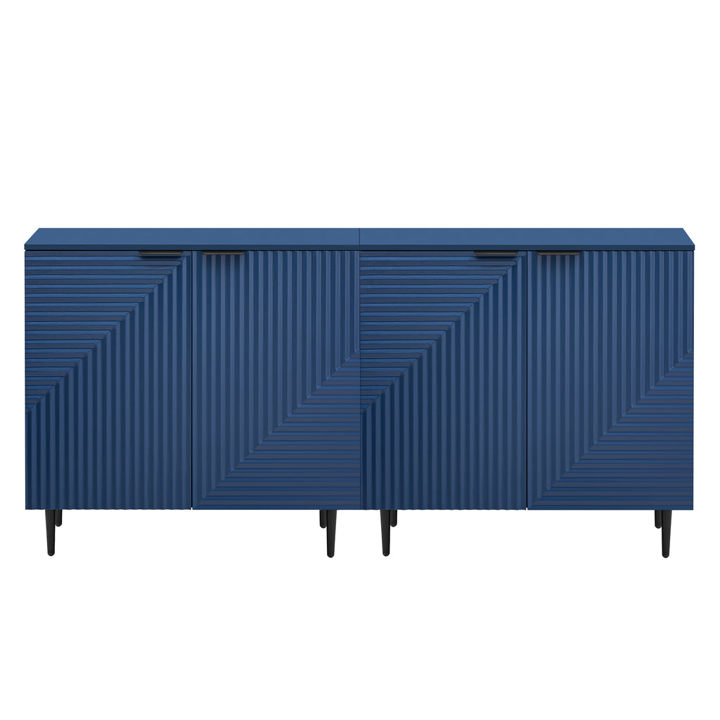 Mirod Set of 2 Modern Minimalist Side Cabinets,Versatile Storage Solution,Adjustable Shelves,Stylish Geometric Door Design,Perfect as TV Stand