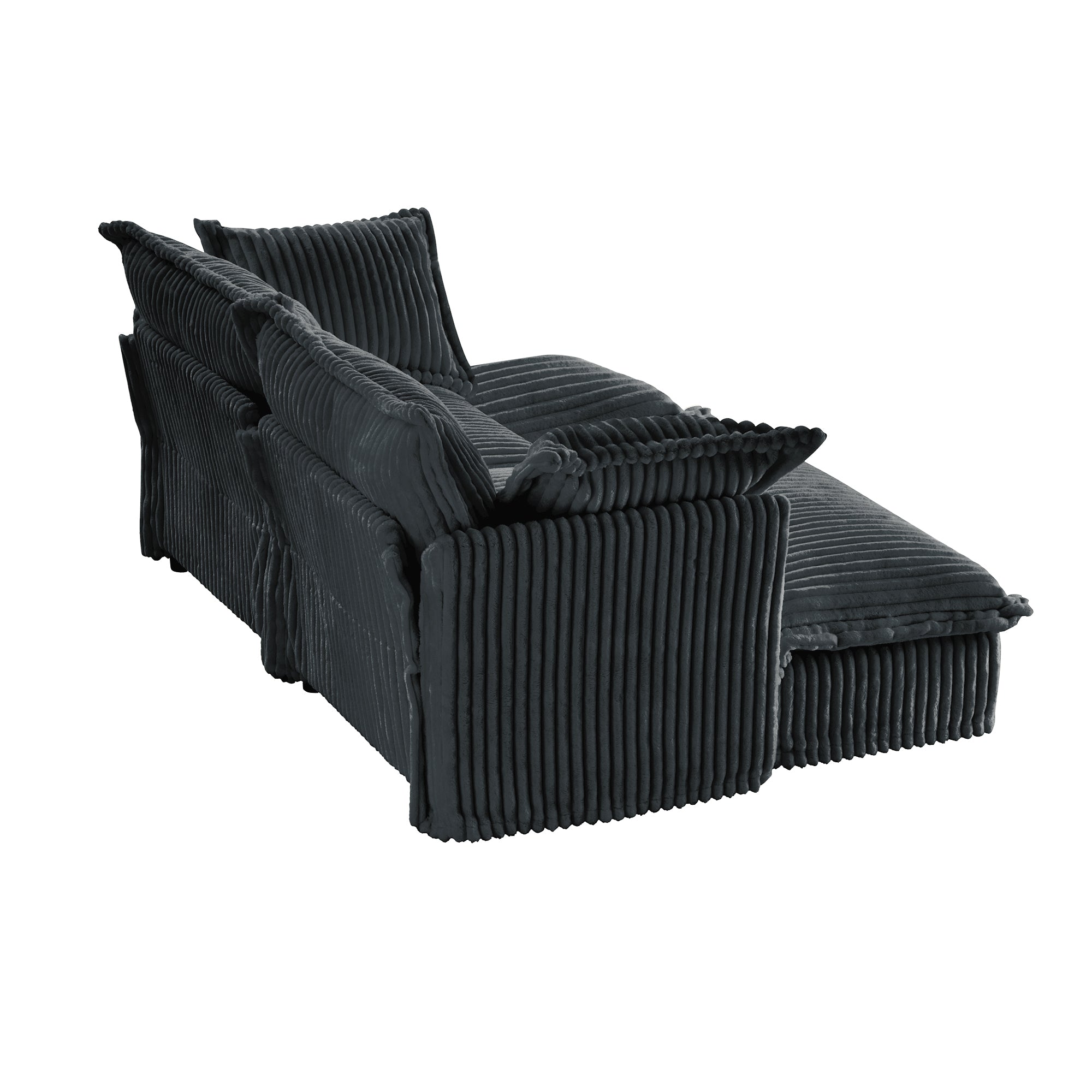 Slipcovered Sofa 2 Seater Sofa    With 2 Ottomans, 2 Seater Sleeper Sofa Bed Home Theater Oversized Sofa For Living Room, Corduroy, Gray