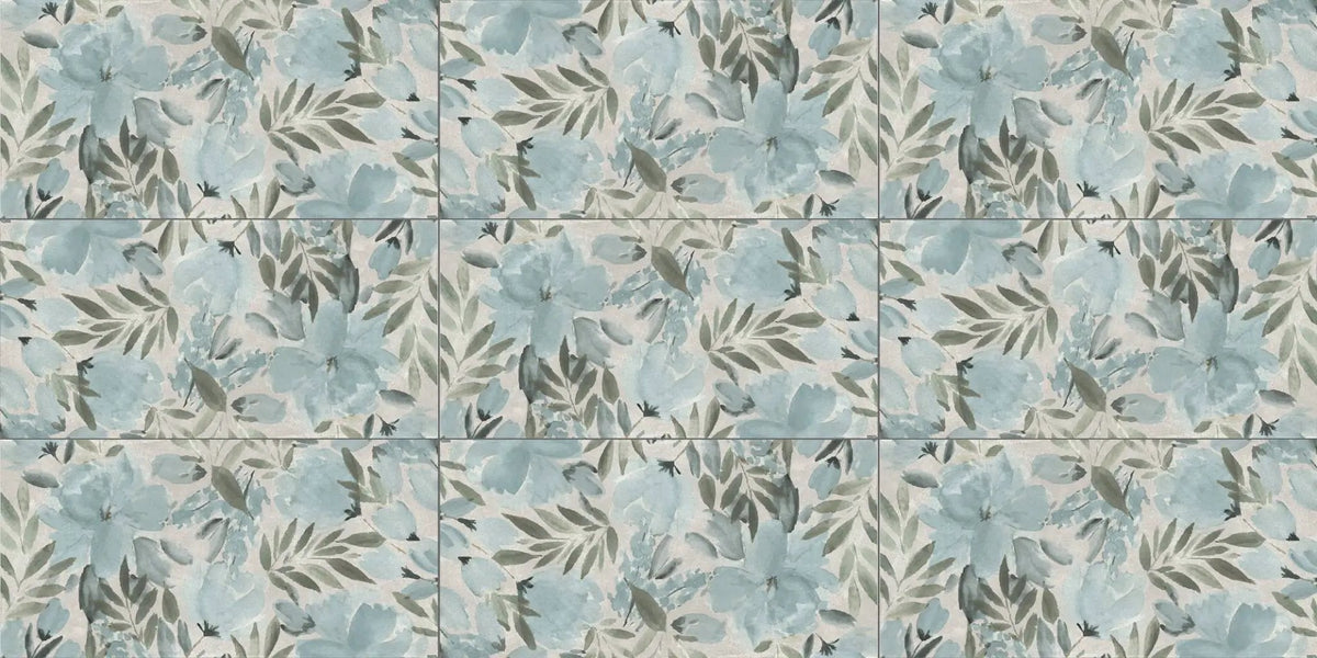 Deco Xl Blue Peony Look Porcelain Tiles 24x48