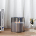 6" High 3-Wick Glass Flameless Candles( small Gray)