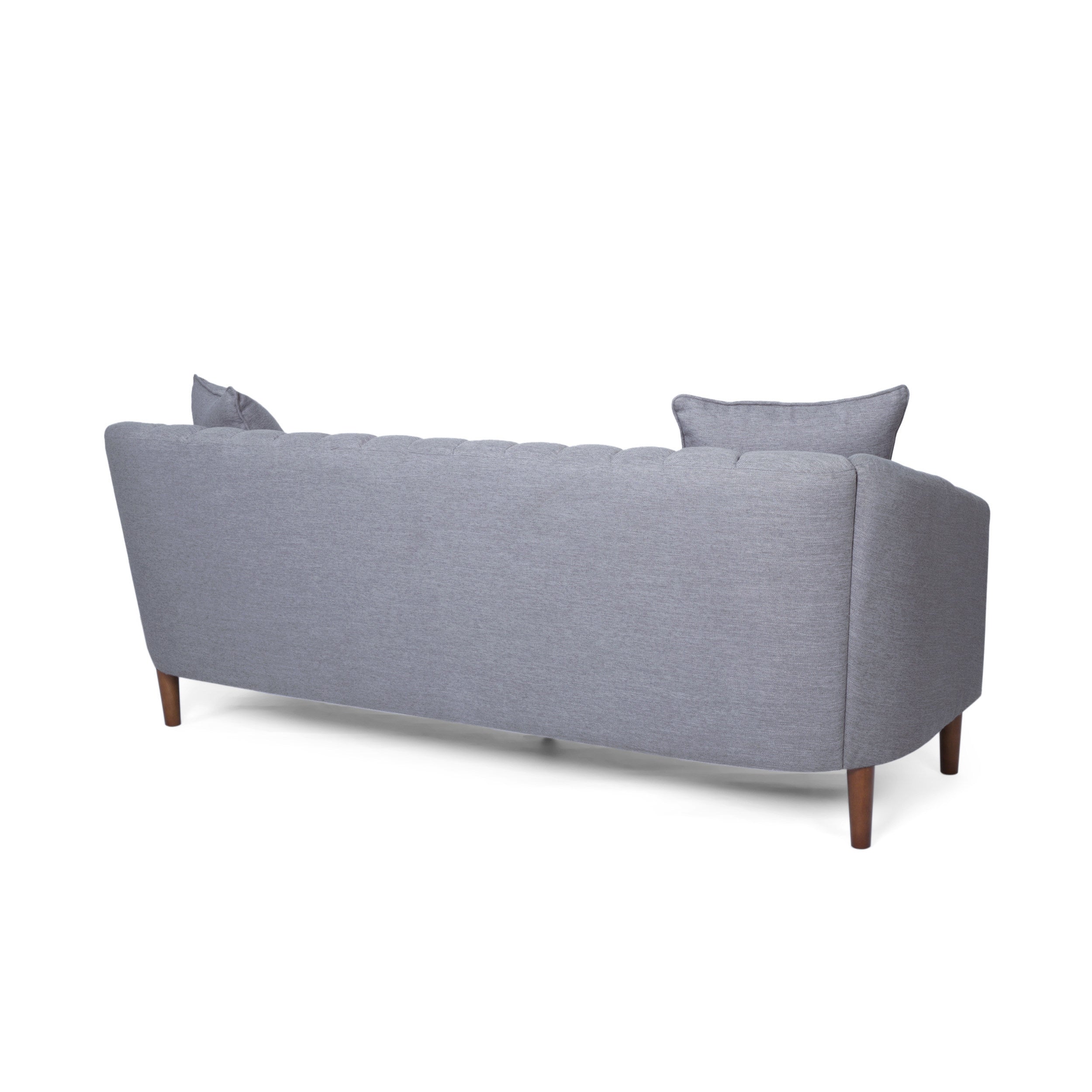 Contemporary 3-Seater Sofa with Plush Accents and Button Tufted Diamond Stitching in Grey Fabric