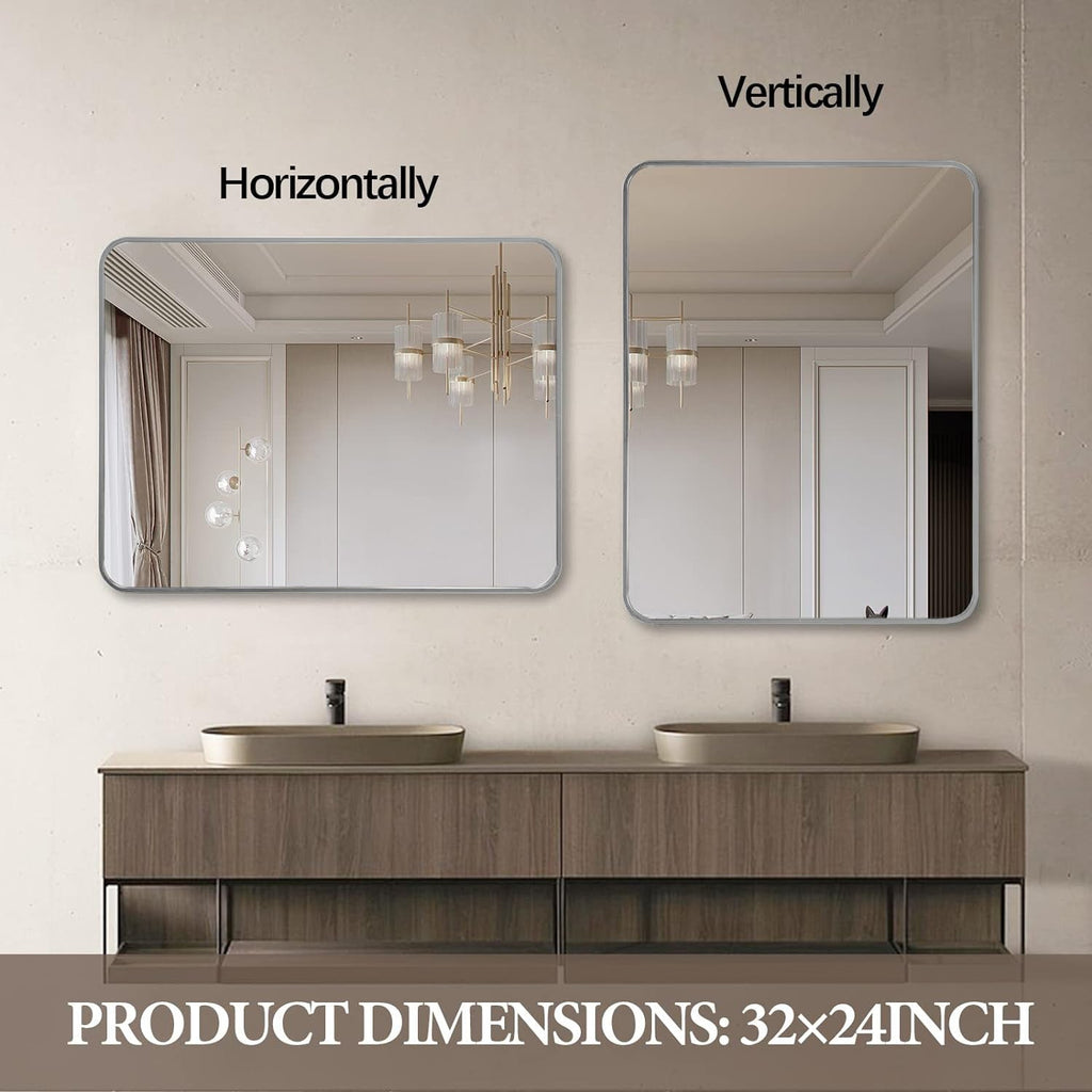 Silver 22 "x30" Rectangular Bathroom Wall Mirror