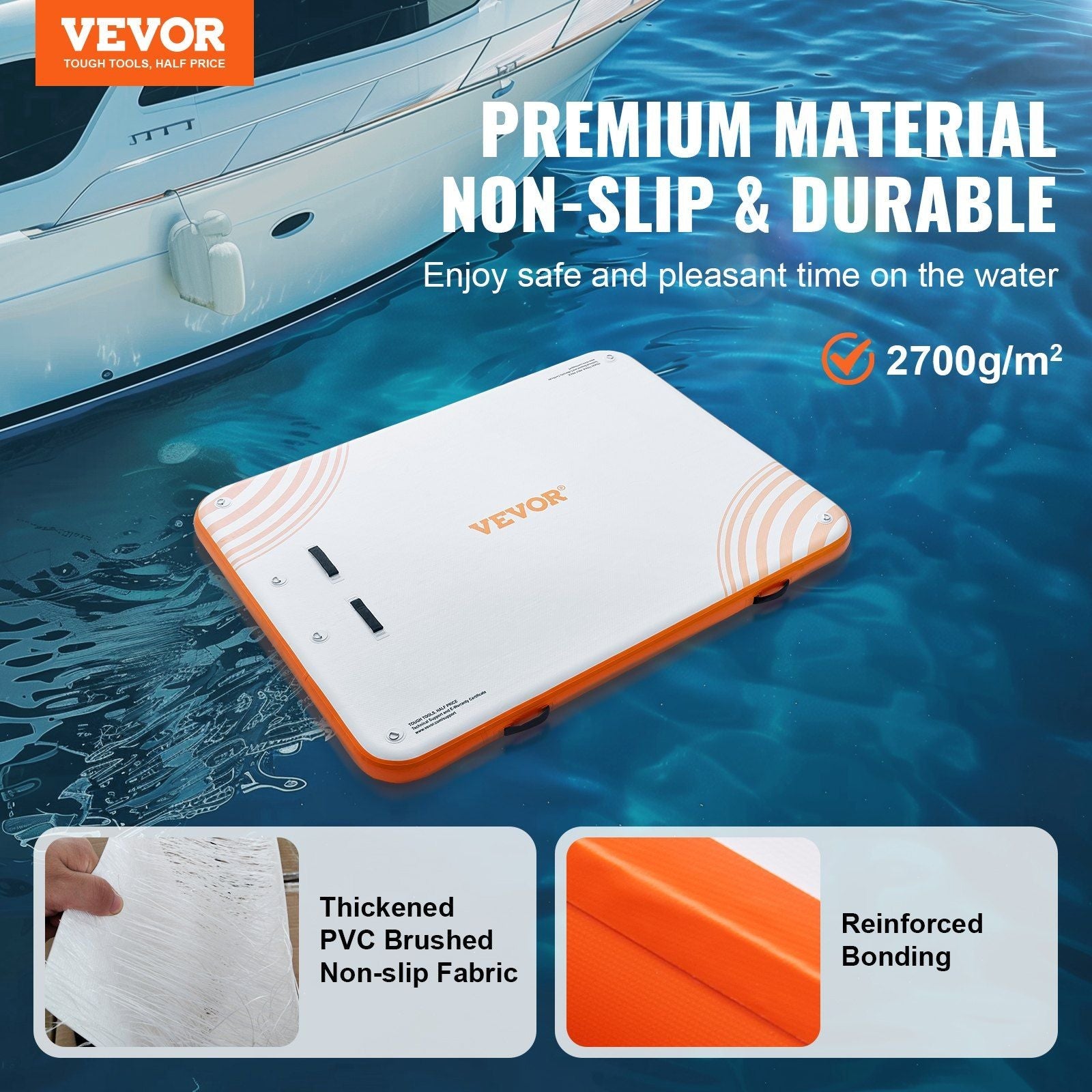 10x8FT Inflatable Floating Dock Platform – Non-Slip Water Raft