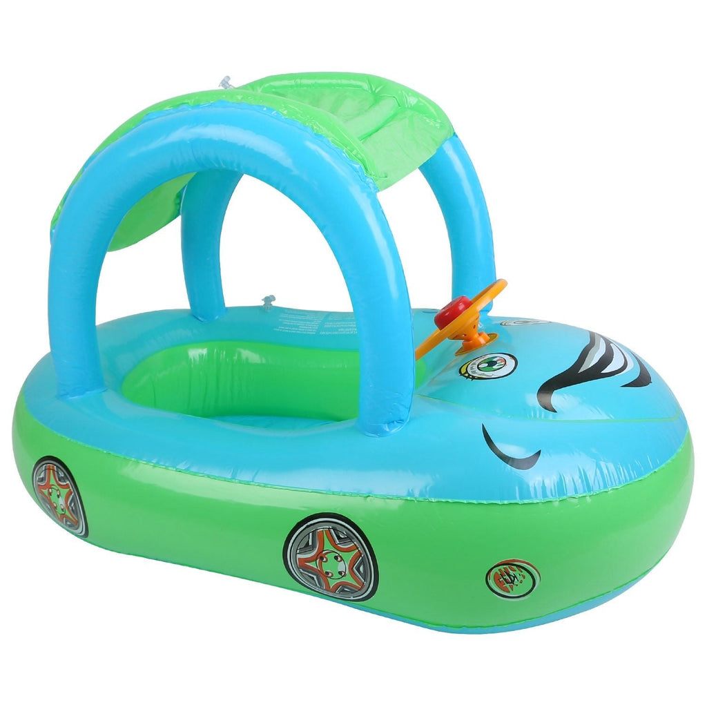 Car-Shaped Baby Float with Canopy – Toddler Swim Ring Toy