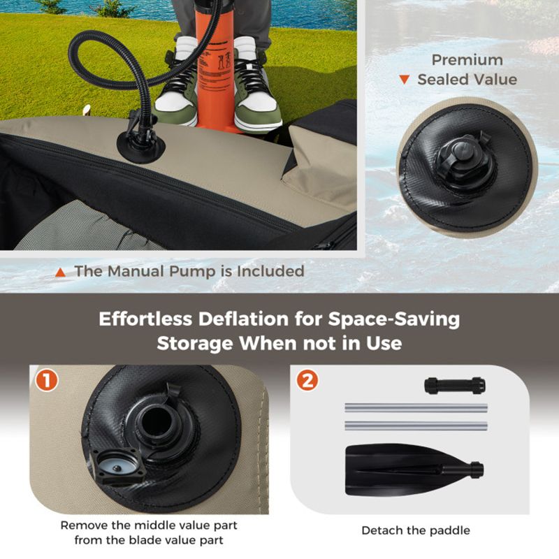 Inflatable Fishing Float Tube with Pump Storage Pockets and Fish Ruler