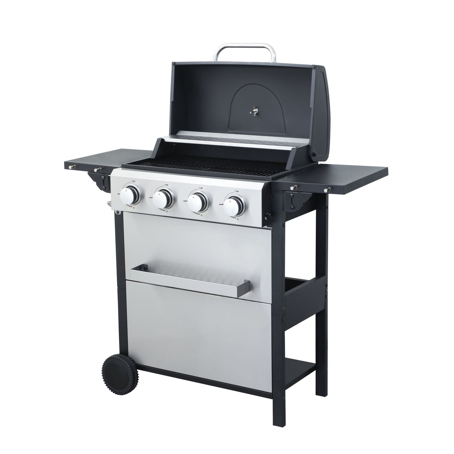 4-Burner Propane BBQ Grill – 34,200 BTU with Foldable Table & Hooks