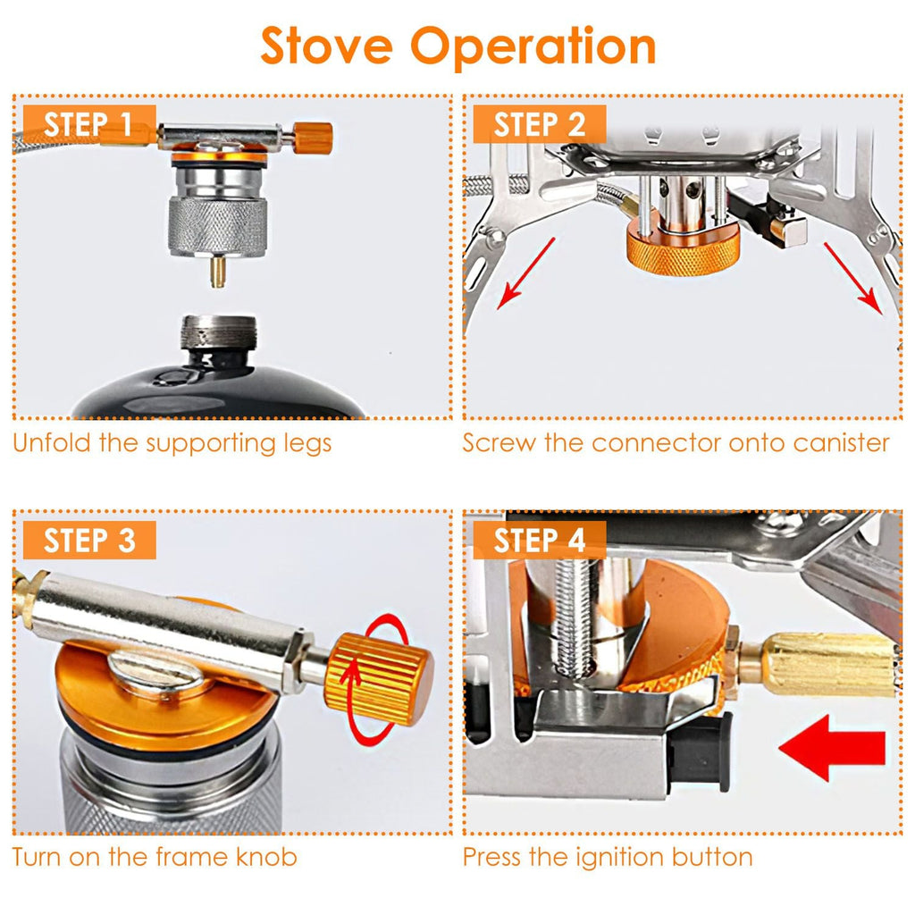 Portable 4000W Foldable Camping Stove with Ignition & Carry Case