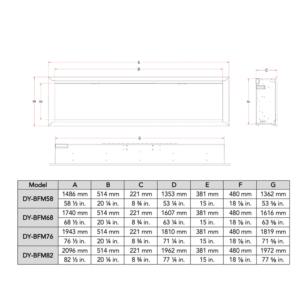 Dynasty Allegro 68" Smart Linear Electric Fireplace With Remote Control [DY-BFM68] (SAK87415)