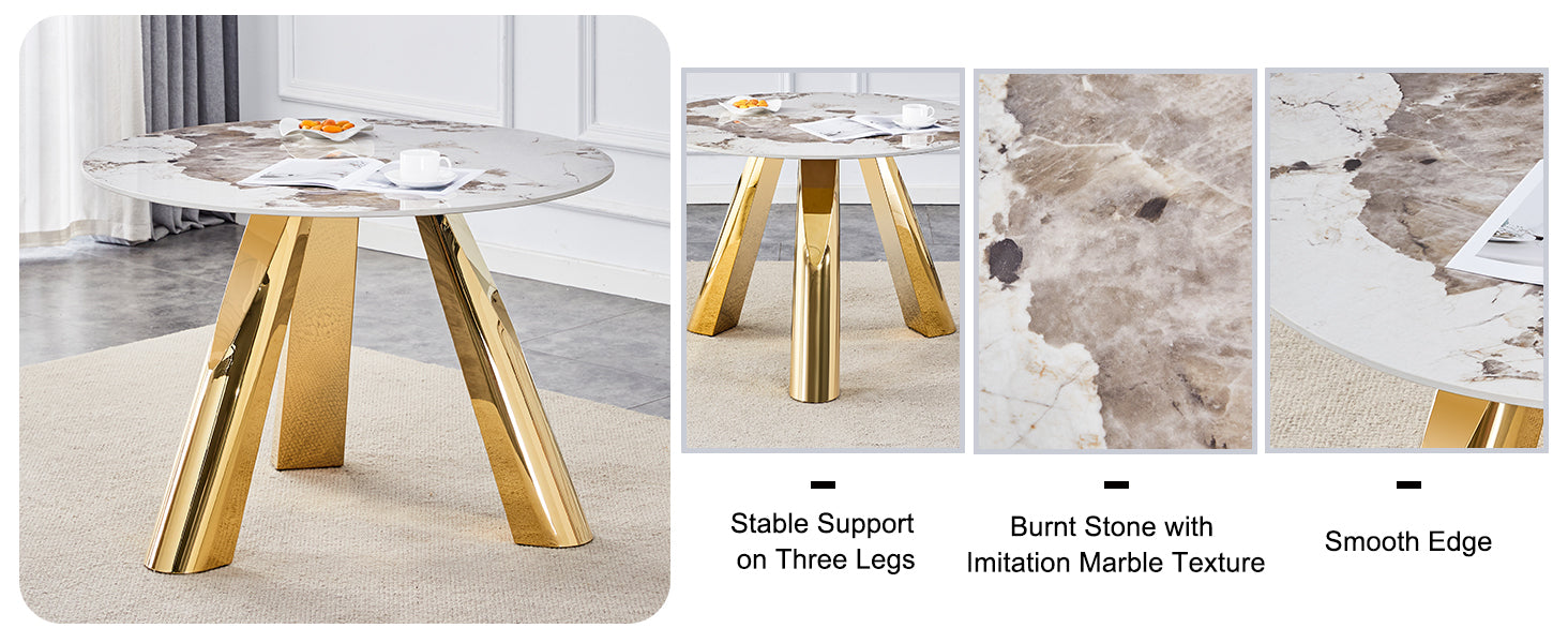 42' Luxury Sintered Stone Table: 0.45' Durable Top + 6' Steel Legs, 350lb Capacity, Stain/Heat-Resistant White/Gray Veined Surface - Modern Minimalist Design
