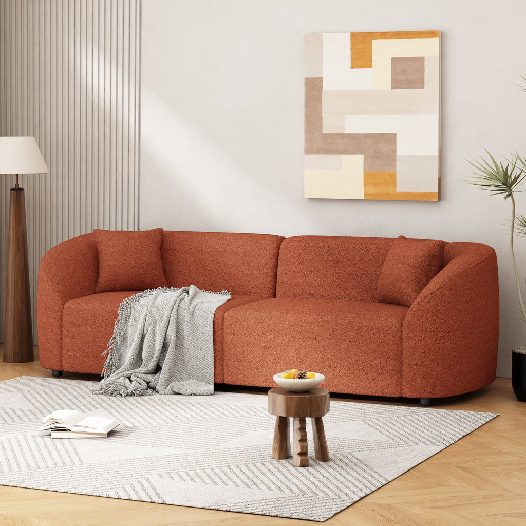 87' Curved Contemporary Sofa in Orange: Plush Seating, Streamlined Design, and Durable Frame – Ideal for Stylish Living Spaces