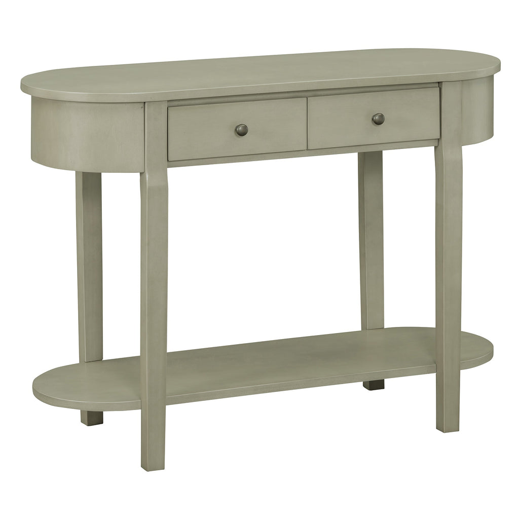 TREXM Elegant Retro Console Table with Curved Design and Smooth Glaze for Entryways, Living Rooms and hallways (Grey)