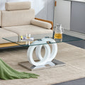 Rectangular modern and fashionable coffee table with tempered glass tabletop and white legs. Suitable for living room.47.2"*25.4"*17.9"