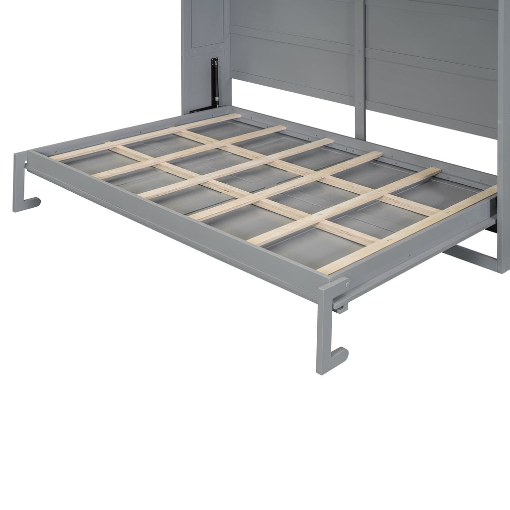 Full Size Murphy Bed Wall Bed,Gray