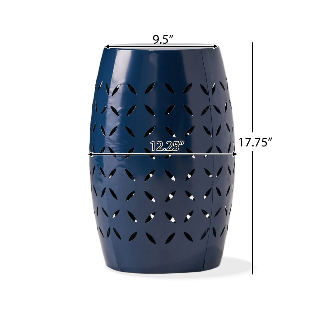 12' Outdoor Lace-Cut Side Table, Navy Blue