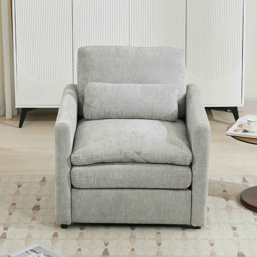 31.9' Cozy Upholstered Armchair Oversized Comfy Cloud Sofa Double Cushion Single Sofa Plush Cushion Armchair for Living Room, Light Grey