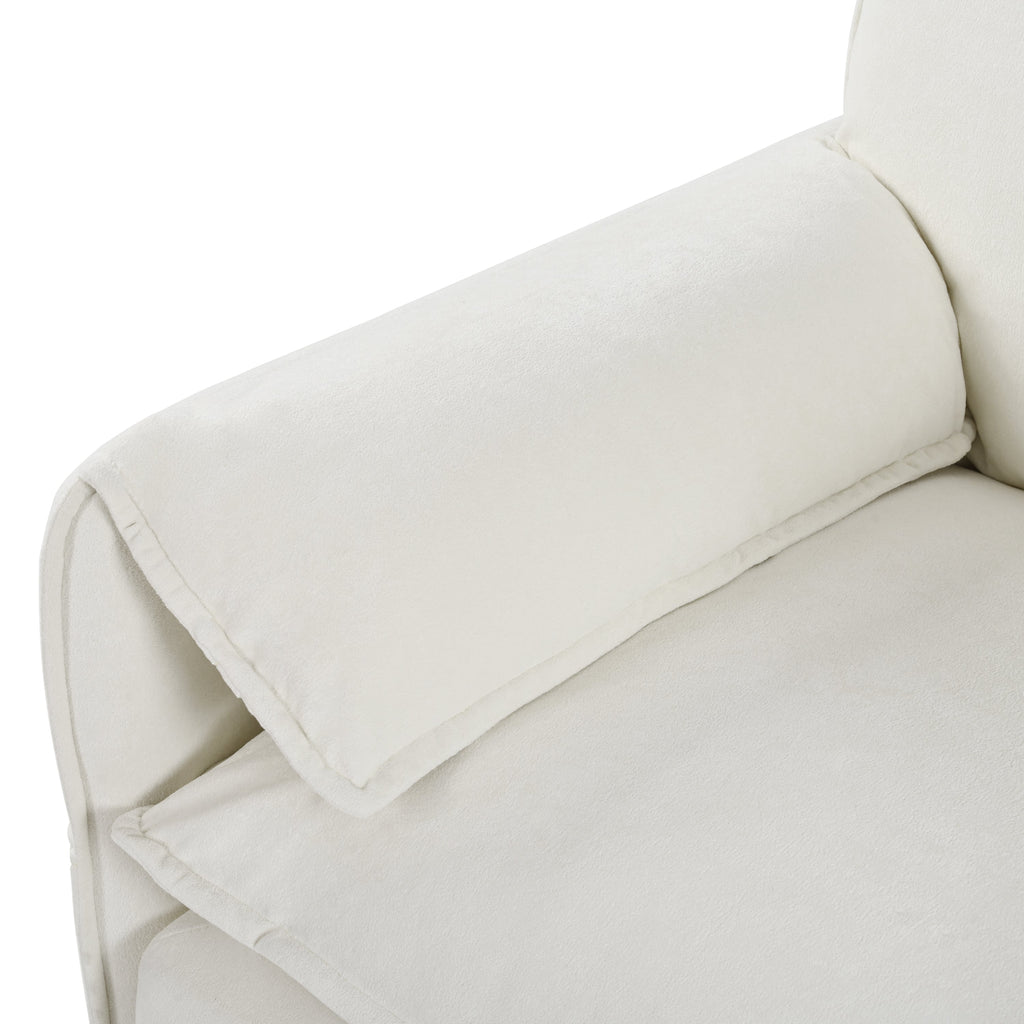 Modular Sectional Sofa, Oversized Deep Seat L Shaped Couch Set for Living Room, 3-Seater Comfy Cloud Couches with Movable Ottoman, DIY Combination, Chenille,Beige