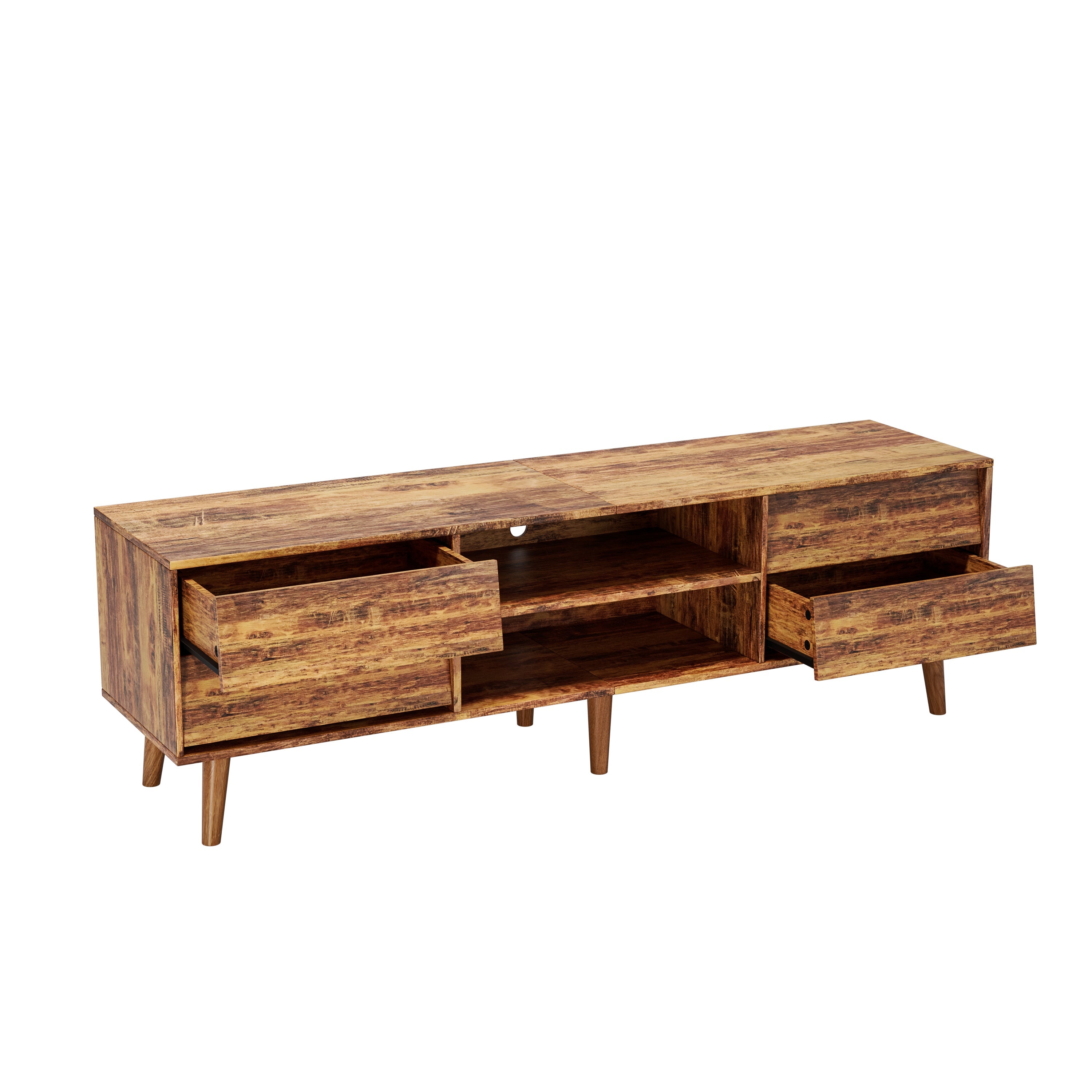63 Inch TV Stand Features Vintage-style and Bevel Design, TV Stand with Drawers, Entertainment Center for Living Room Bedroom, TV Media Console
