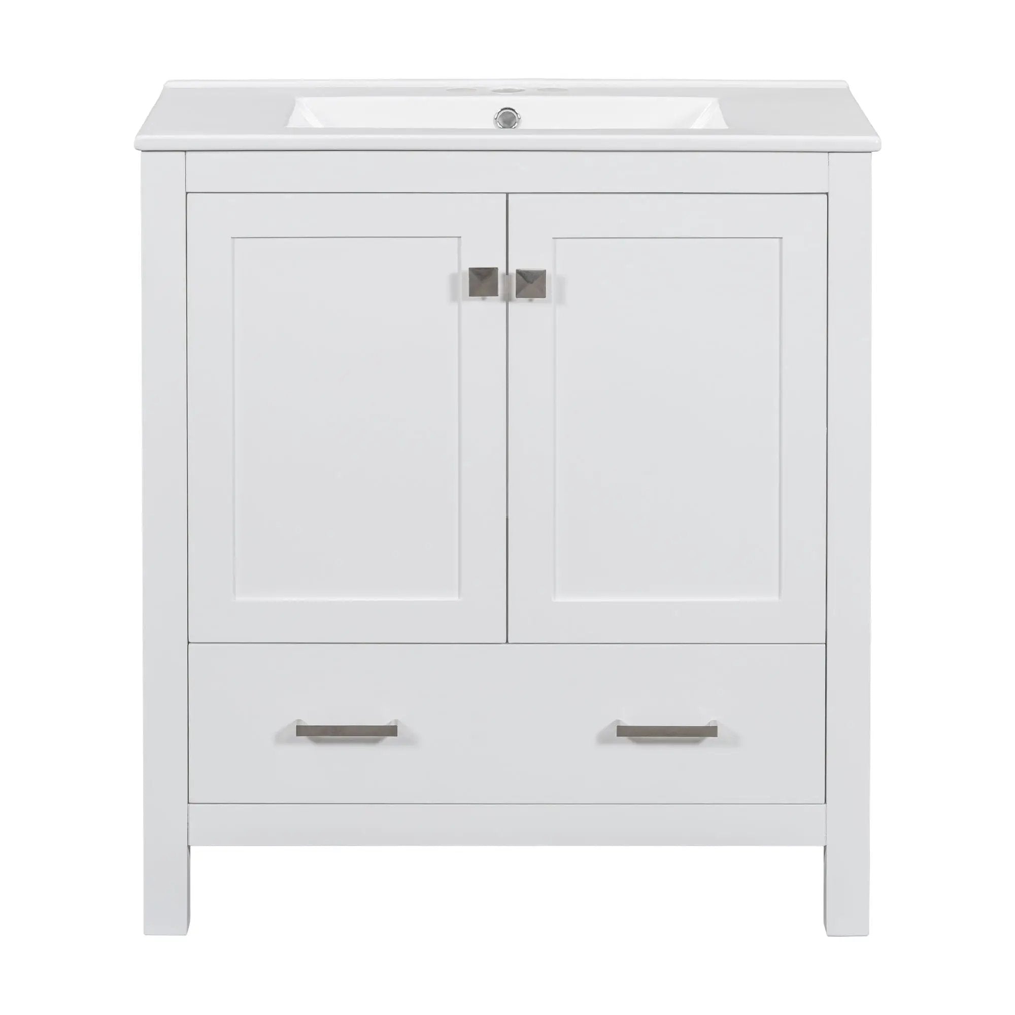 Bathroom Vanity With Single Sink, Combo Cabinet Undermount Sink, Bathroom Storage Cabinet With Two Doors And A Drawer, Soft Closing, Multifunctional Storage, Solid Wood Frame