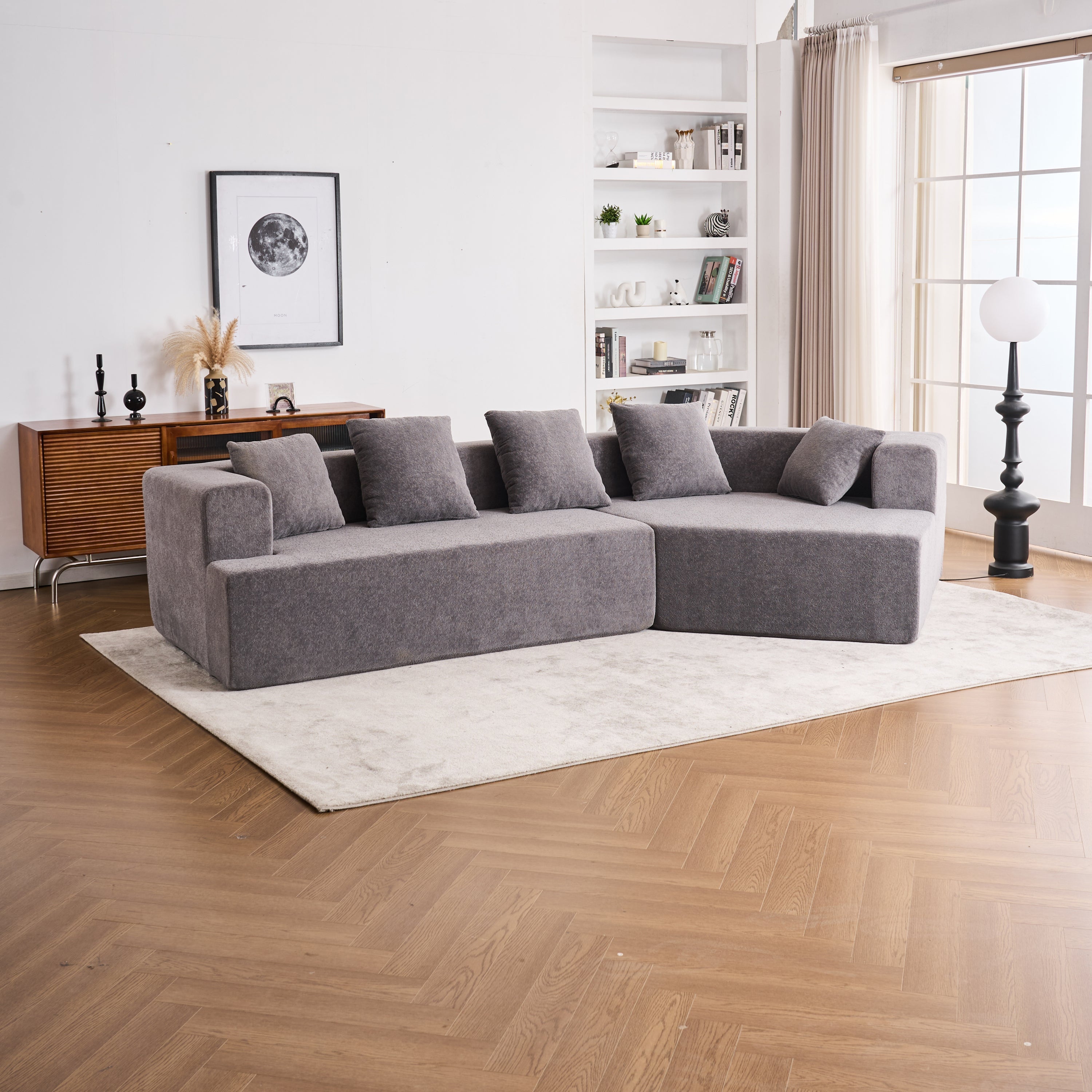 Memory Foam Couch, No Installation & Easy to Transport, Deep Seat Modern Sofa with Chenille Fabric, Couch for Living Room, Bedroom, Apartment, Home Office