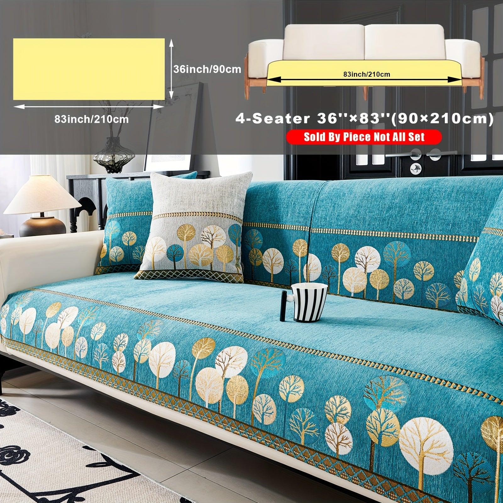 Pet Proof Couch Cover - Boho Chenille Sofa Cover with Tree Embroidery