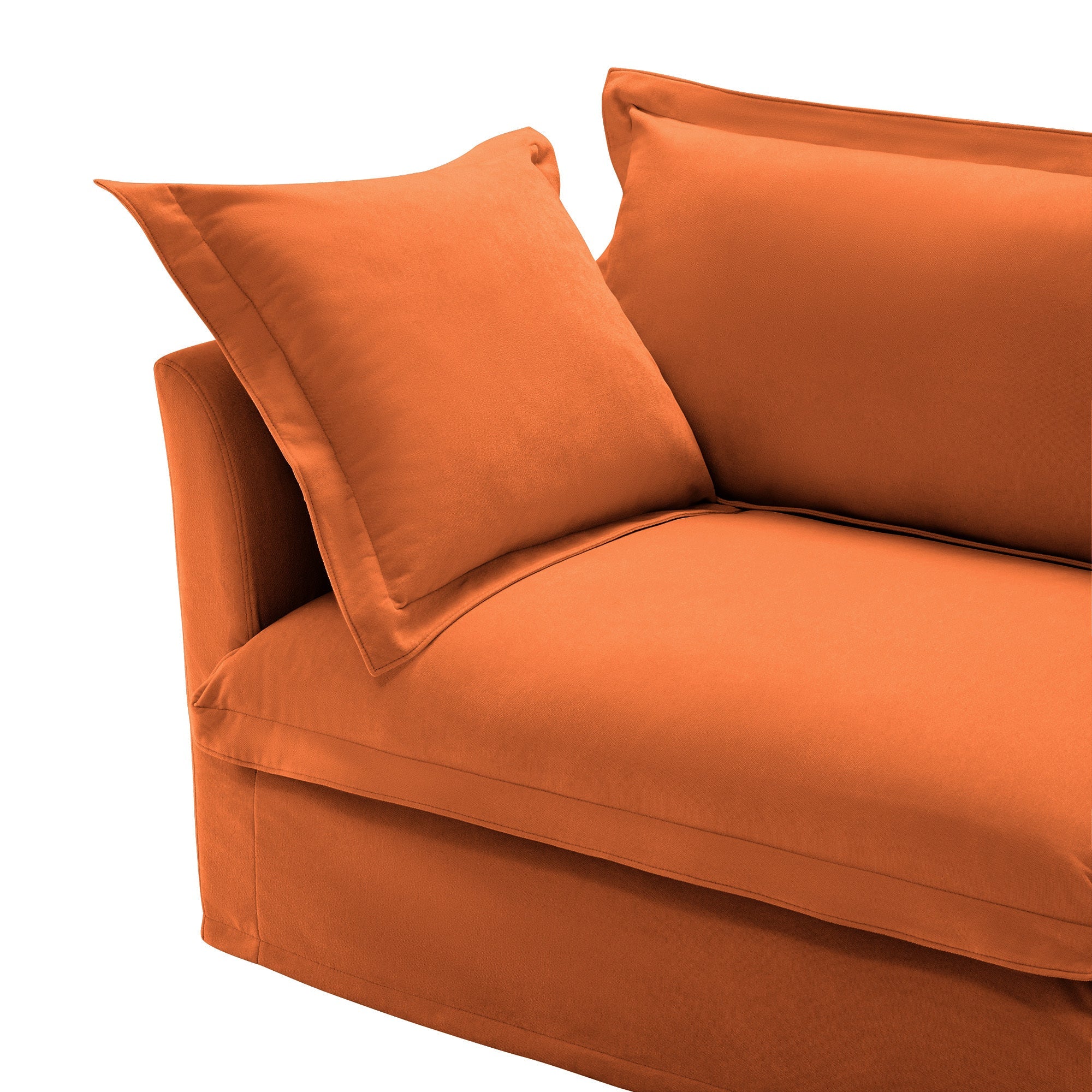 Slipcovered U Shape Sectional Wide and Deep Seat Sofa Couch, 4 Seater Sofa with French Edges Design Multiple Big Pillows, Soft Deep Seat Comfy Cloud Couch for Living Room, Apartment, Chenille Fabric