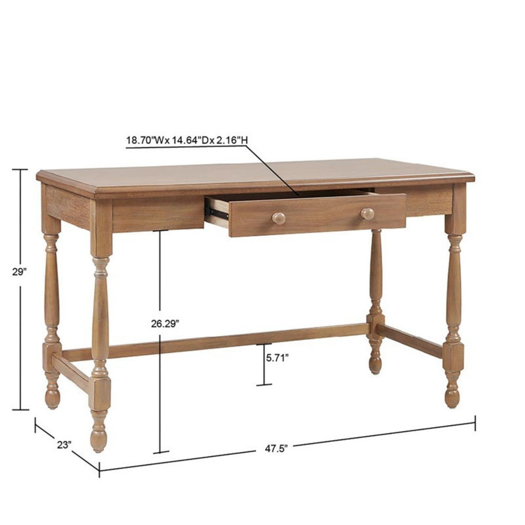 Tabitha Desk with Drawer and Turned Legs in Reclaimed Natural Finish