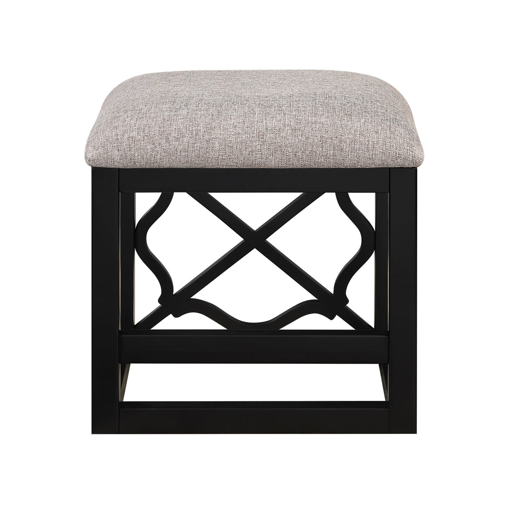 Desks and Stool Set 3pc Black Finish Rolling Desk with Casters, 2 Charging ports Home Office Furniture