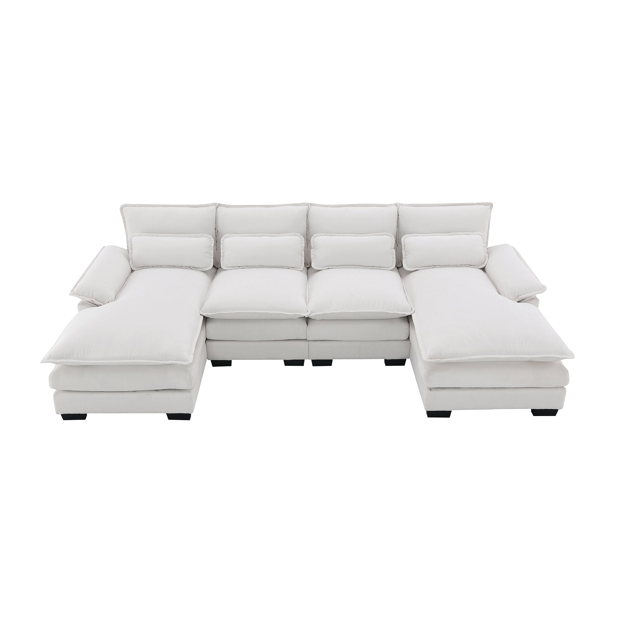 110*55' Modern U-shaped Sectional Sofa with Waist Pillows,6-seat Upholstered Symmetrical Sofa Furniture,Sleeper Sofa Couch with Chaise Lounge for Living Room,Apartment,5 Color