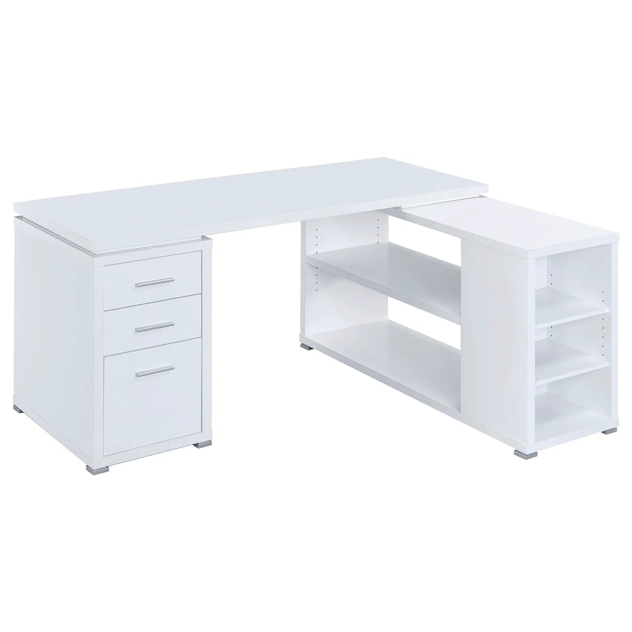 Tona White Driftwood 3-Drawer L-Shape Computer Desk