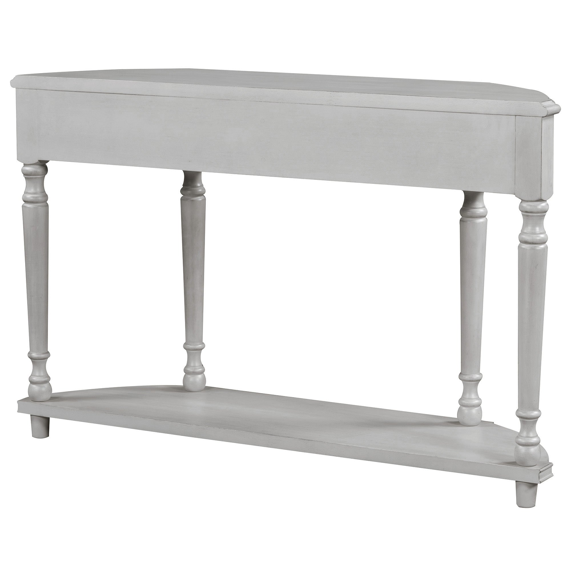TREXM Retro Circular Curved Design Console Table with Open Style Shelf Solid Wooden Frame and Legs Two Top Drawers (Gray Wash, OLD SKU: WF298768AAE)