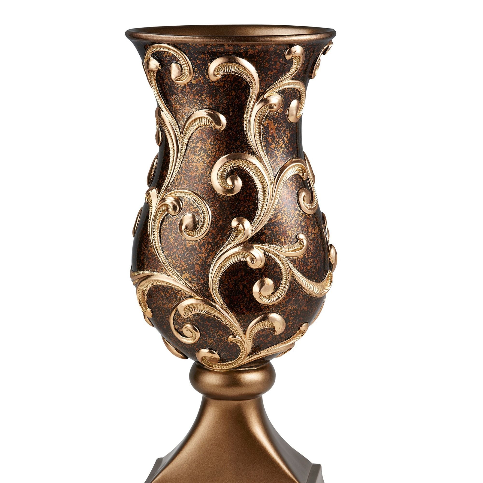 19.75" Tall Decorative Vase "Odysseus" Baroque Style w/ Gold Floral Filigree