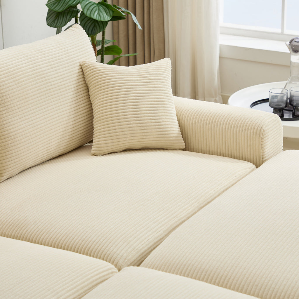 Modern Sectional Couch , 2 Pieces Corduroy Couch Cushion Covers , Soft Stretch Sofa Slipcovers with 2pcs Pillows