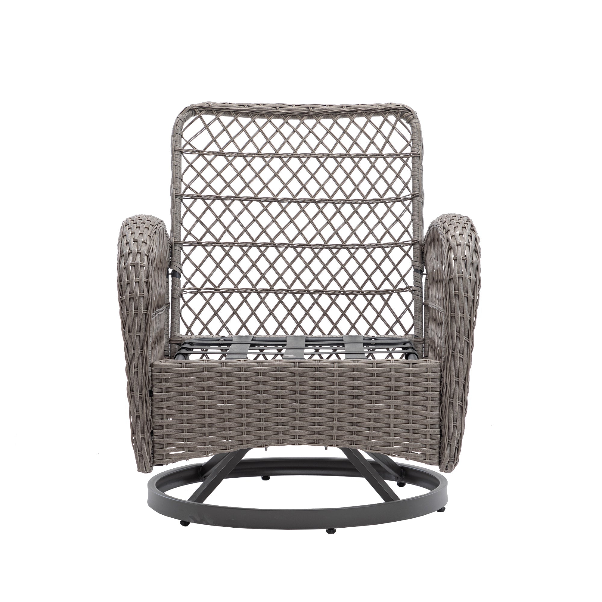 3 Pieces Outdoor Swivel Rocker Patio Chairs, 360 Degree Rocking Patio Conversation Set with Thickened Cushions and Glass Coffee Table for Backyard, Blue